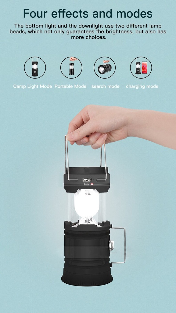 Portable Solar Charger Camping Lantern Lamp LED Outdoor Lighting Folding Camp Tent Lamp USB Rechargeable Lantern Outdoor Light