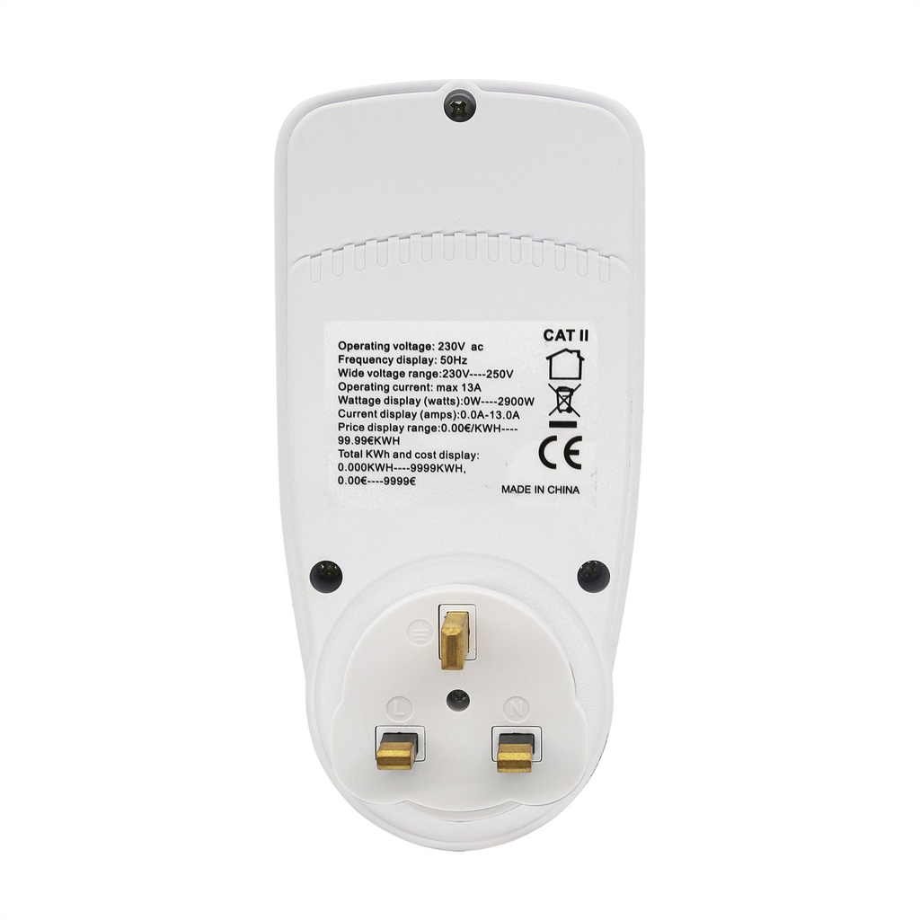 Backlight Digital Wattmeter 180V-250V Power Meter Electricity Consumption Energy Meter British Plug Household Power Metering