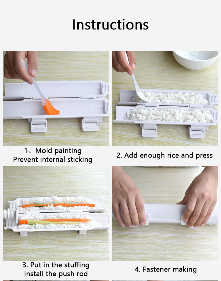 Quick Sushi Maker Roller Rice Mold Vegetable Meat Rolling Gadgets DIY Sushi Device