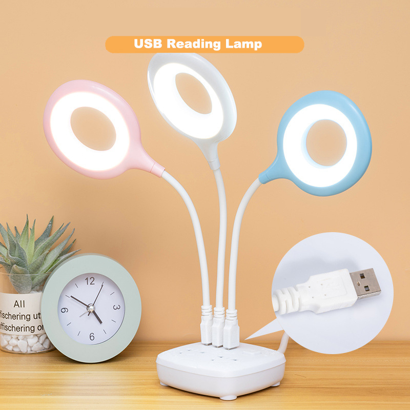 Desk Lamp Eye Protection USB Portable LED Lamps Reading Ring Lamp Mobile Mini Bedside Lamp Night Light 4000K