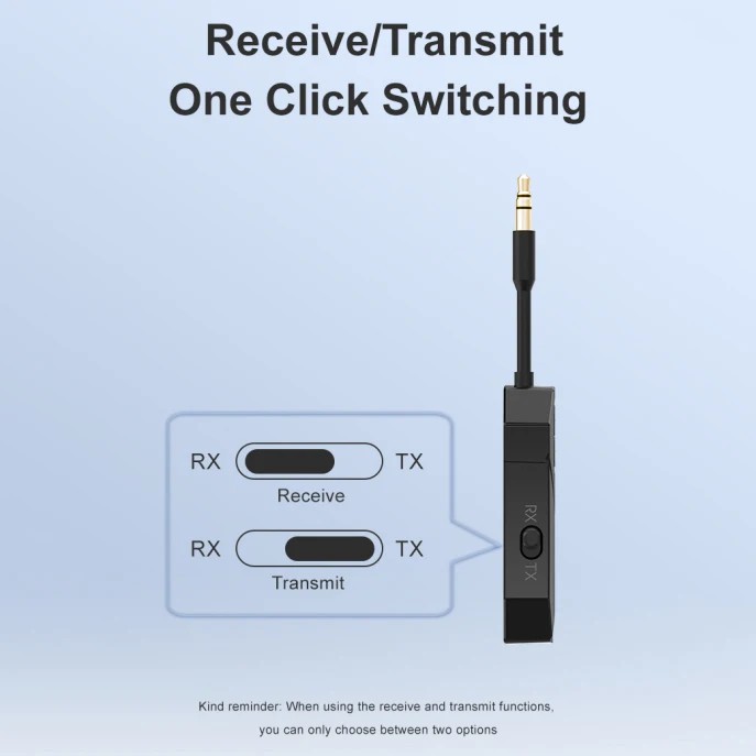 Bluetooth 5.4 Audio Transmitter Receiver 3.5MM AUX HiFi Stereo Music Wireless Audio Adapter With Mic