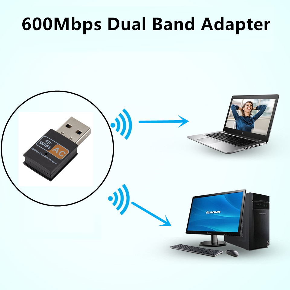 2.4GHz+5GHz Dual Band 600mbps USB Wifi Adapter Wireless Network Card Wireless USB WiFi Adapter wifi Dongle PC Network Card
