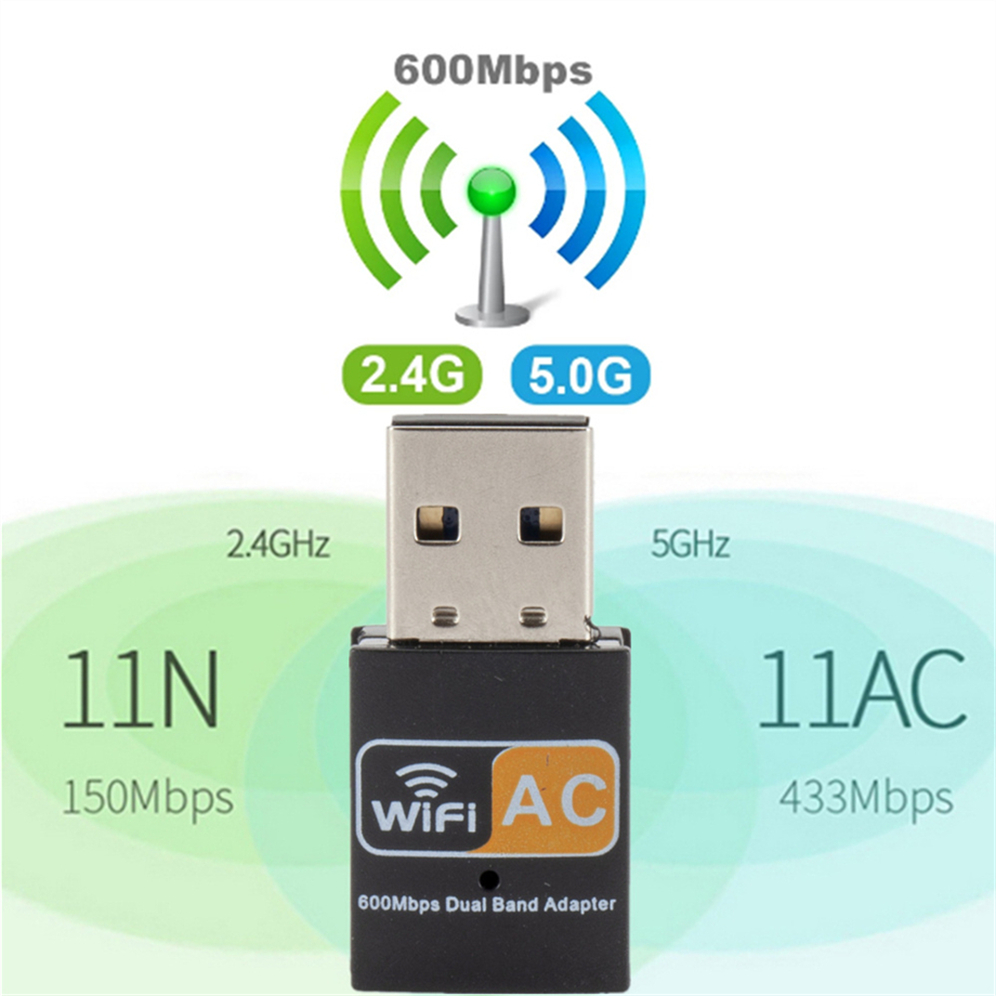 2.4GHz+5GHz Dual Band 600mbps USB Wifi Adapter Wireless Network Card Wireless USB WiFi Adapter wifi Dongle PC Network Card