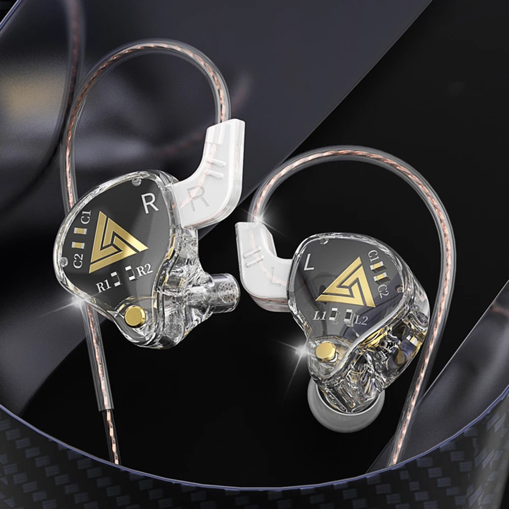 QKZ AKX IEM Monitor Level Headphone Transparent In-Ear Wired Earbuds With Mic HiFi Bass Stereo Music Earphone AUX 3.5MM