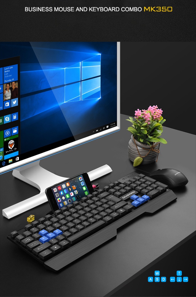 DIVPARD MK-350 Wired USB Holder Keyboard Mouse Game Set Floating Keycap