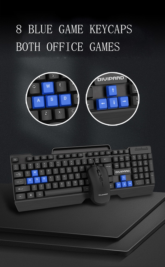 DIVPARD MK-350 Wired USB Holder Keyboard Mouse Game Set Floating Keycap