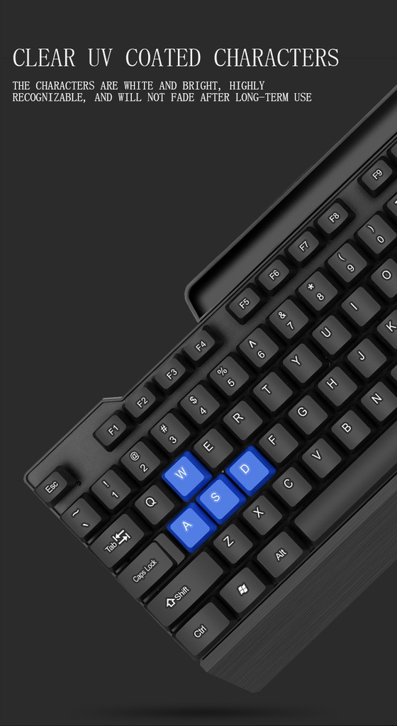DIVPARD MK-350 Wired USB Holder Keyboard Mouse Game Set Floating Keycap
