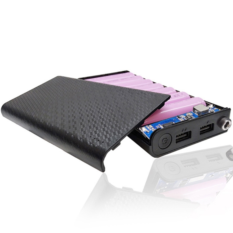 Durable Dual USB Output DIY 20000mah 7x18650 Battery Case DC Output 9V/12V Plastic Charging Box Non-removable Power Bank Shell(without batteries)