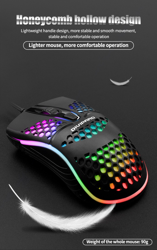 DIVIPARD OP-50 colorful luminous RGB mouse business office aggravated 4D lightweight mouse