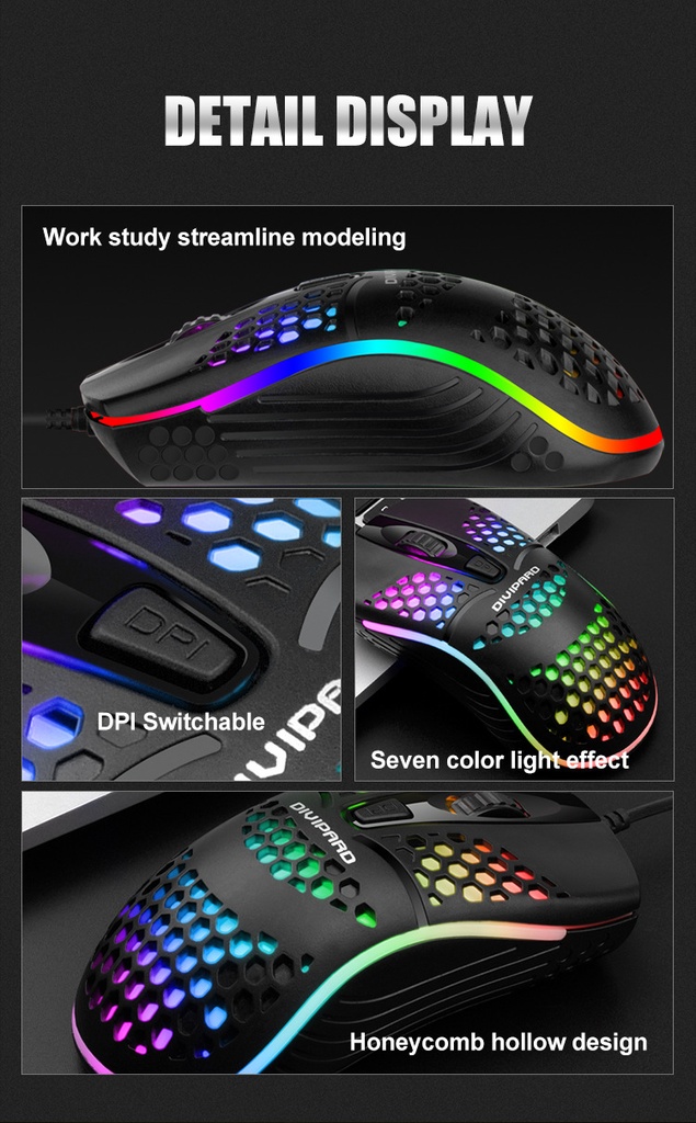 DIVIPARD OP-50 colorful luminous RGB mouse business office aggravated 4D lightweight mouse