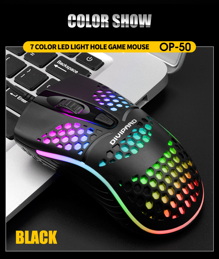 DIVIPARD OP-50 colorful luminous RGB mouse business office aggravated 4D lightweight mouse