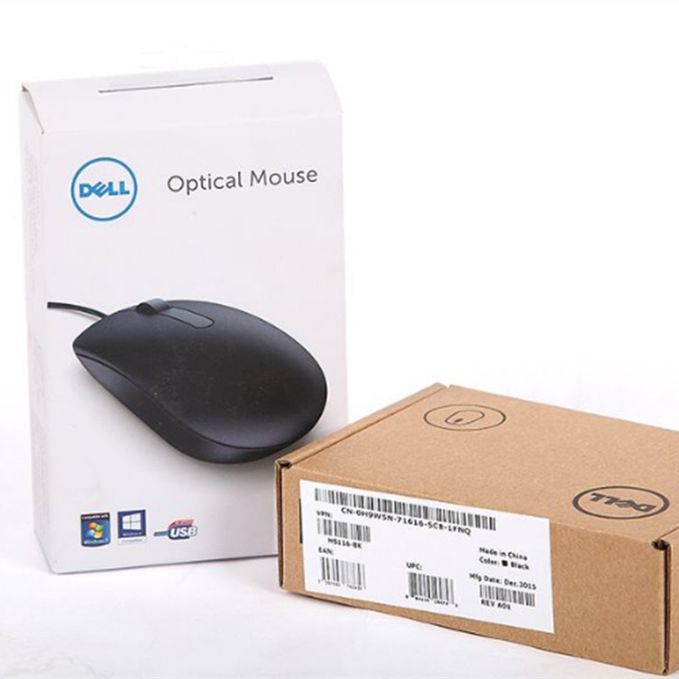 Dell Ms116 Black Accurate Positioning Notebook Computer Plastic Office USB Interface Optical Wired Mouse