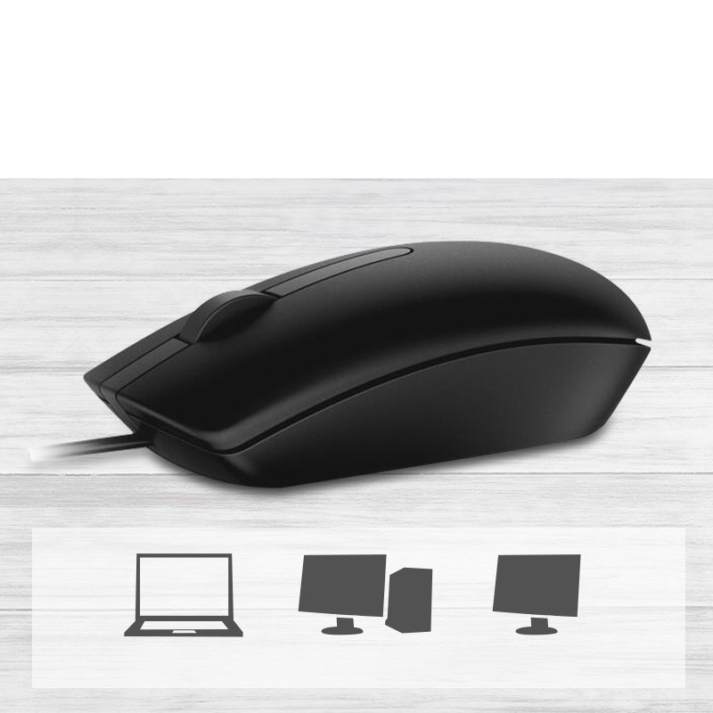 Dell Ms116 Black Accurate Positioning Notebook Computer Plastic Office USB Interface Optical Wired Mouse
