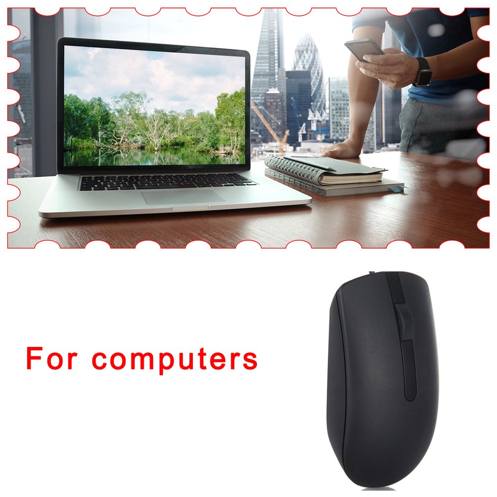 Dell Ms116 Black Accurate Positioning Notebook Computer Plastic Office USB Interface Optical Wired Mouse