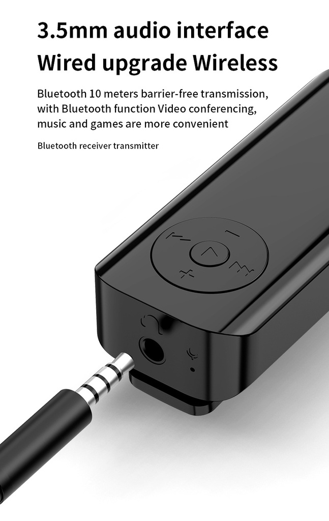 Bluetooth 5.3 Audio Transmitter Receiver 3.5MM AUX Support TF Card With Mic Collar-Clip Wireless Adapter