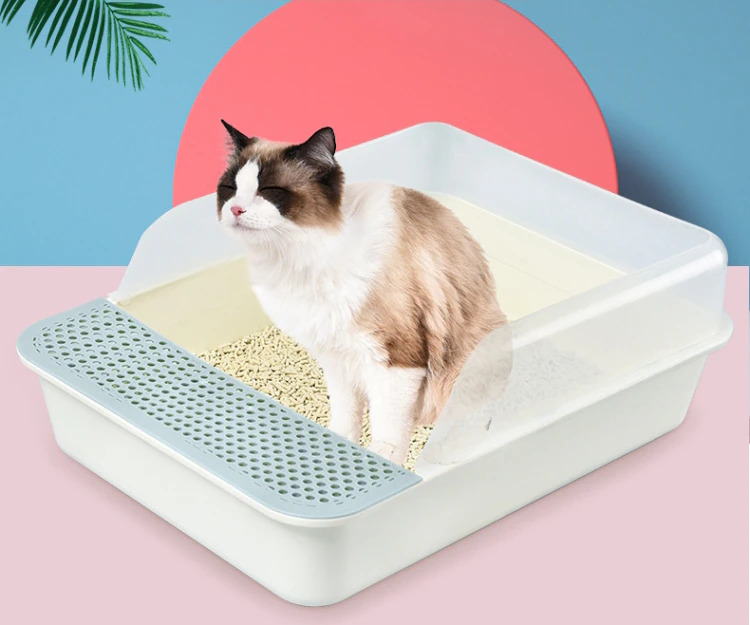 Semi Closed Cats Toilet Durable Anti-splash Plastic Extra Large Cat Litter Box