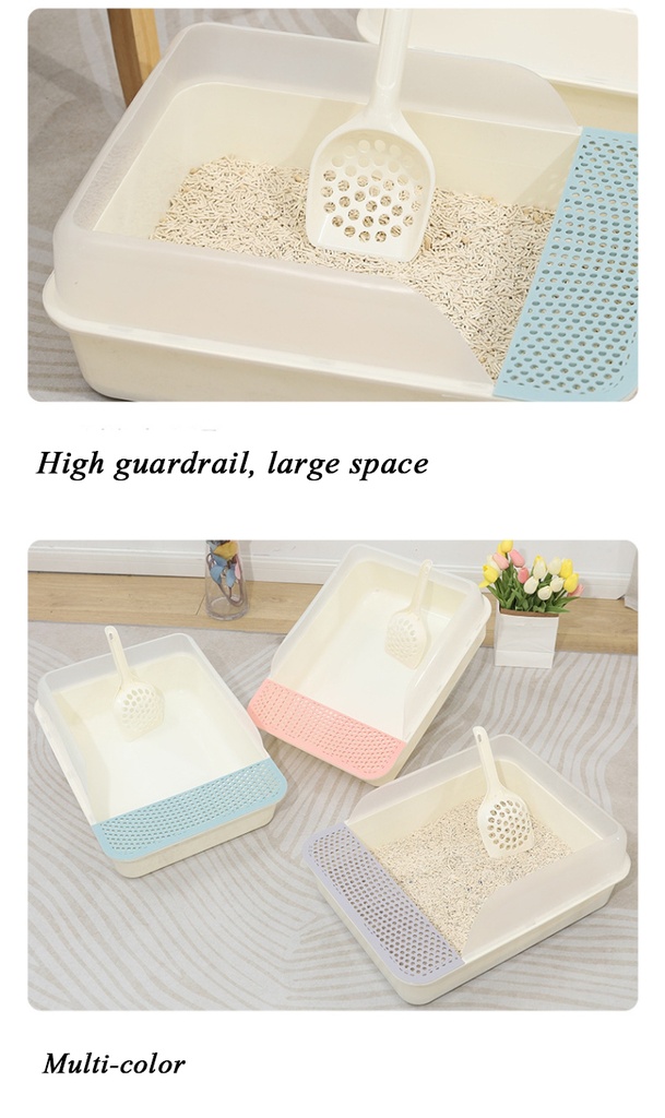Semi Closed Cats Toilet Durable Anti-splash Plastic Extra Large Cat Litter Box