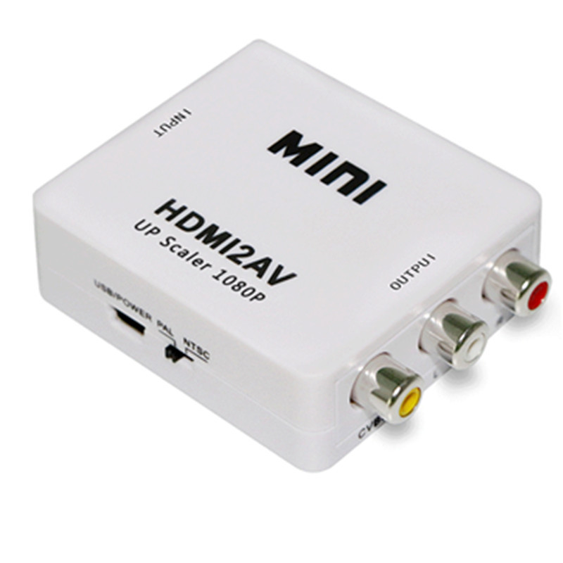 HDMI-compatible TO AV RCA CVSB L/R Video 1080P Scaler Adapter Converter Box HD Video Composite Adapter Support NTSC PAL Output