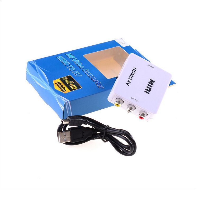 HDMI-compatible TO AV RCA CVSB L/R Video 1080P Scaler Adapter Converter Box HD Video Composite Adapter Support NTSC PAL Output