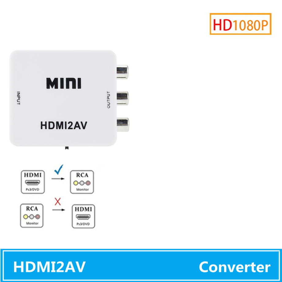 HDMI-compatible TO AV RCA CVSB L/R Video 1080P Scaler Adapter Converter Box HD Video Composite Adapter Support NTSC PAL Output