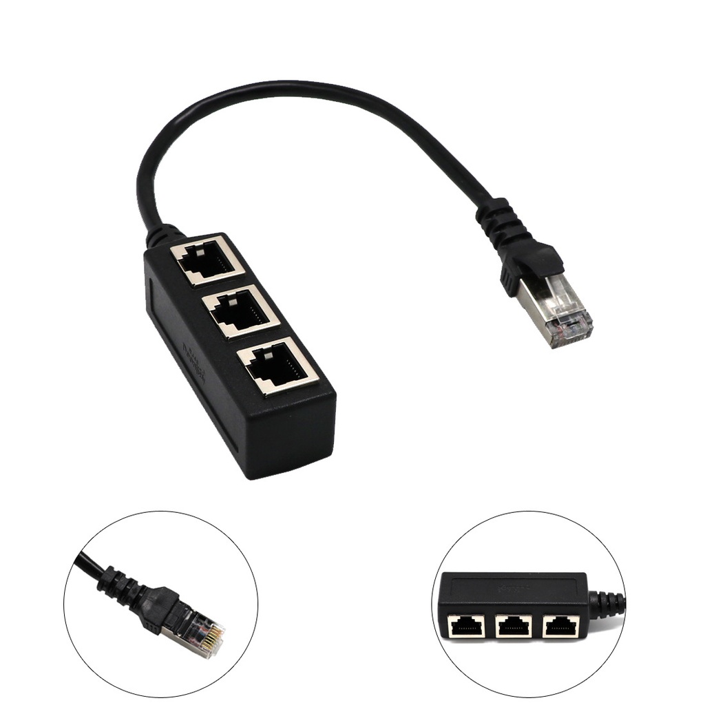 RJ45 1 Male to Three Female Ethernet Splitter Socket Port LAN Ethernet Network Splitter Adapter Cable