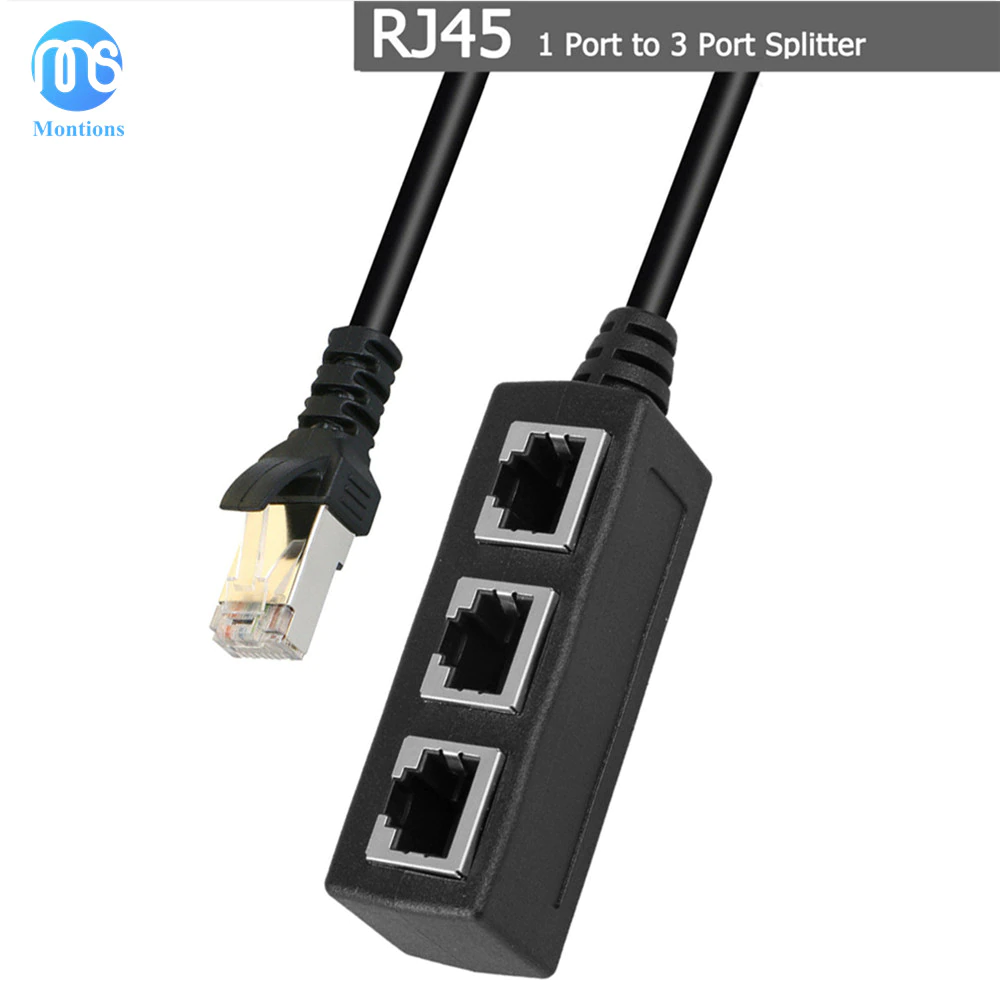RJ45 1 Male to Three Female Ethernet Splitter Socket Port LAN Ethernet Network Splitter Adapter Cable
