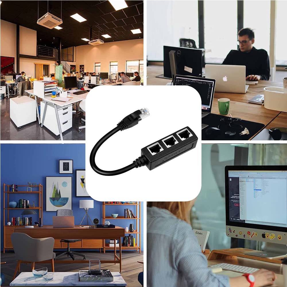 RJ45 1 Male to Three Female Ethernet Splitter Socket Port LAN Ethernet Network Splitter Adapter Cable
