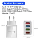 4USB Mobile Phone Charger 3.1A Multi-port Charging Head