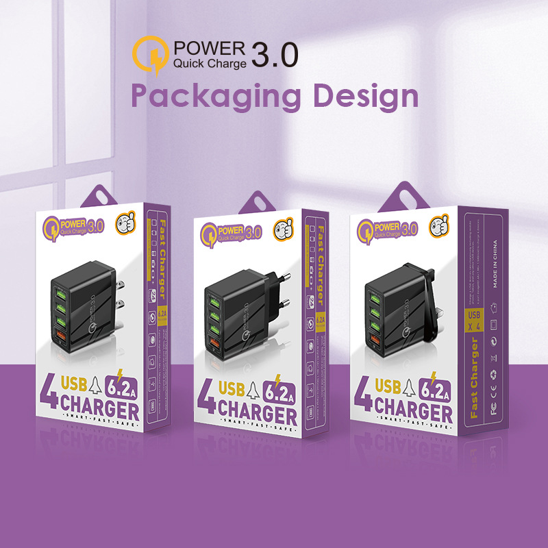 4USB Mobile Phone Charger 3.1A Multi-port Charging Head