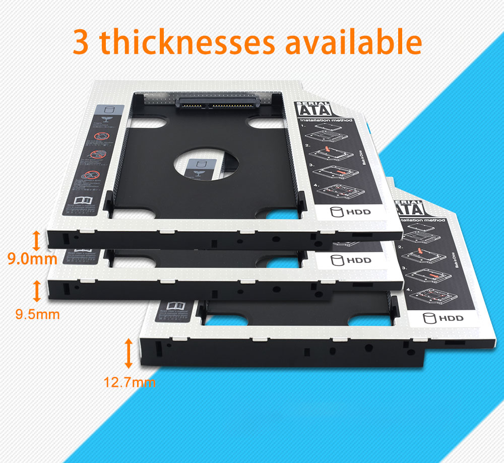 Plastic 9.5 12.7mm HDD Caddy SATA 3.0 Optibay 2.5'' Hard Disk Drive Enclosure SSD Case Box For Laptop CD-ROM DVD-ROM HDD Case
