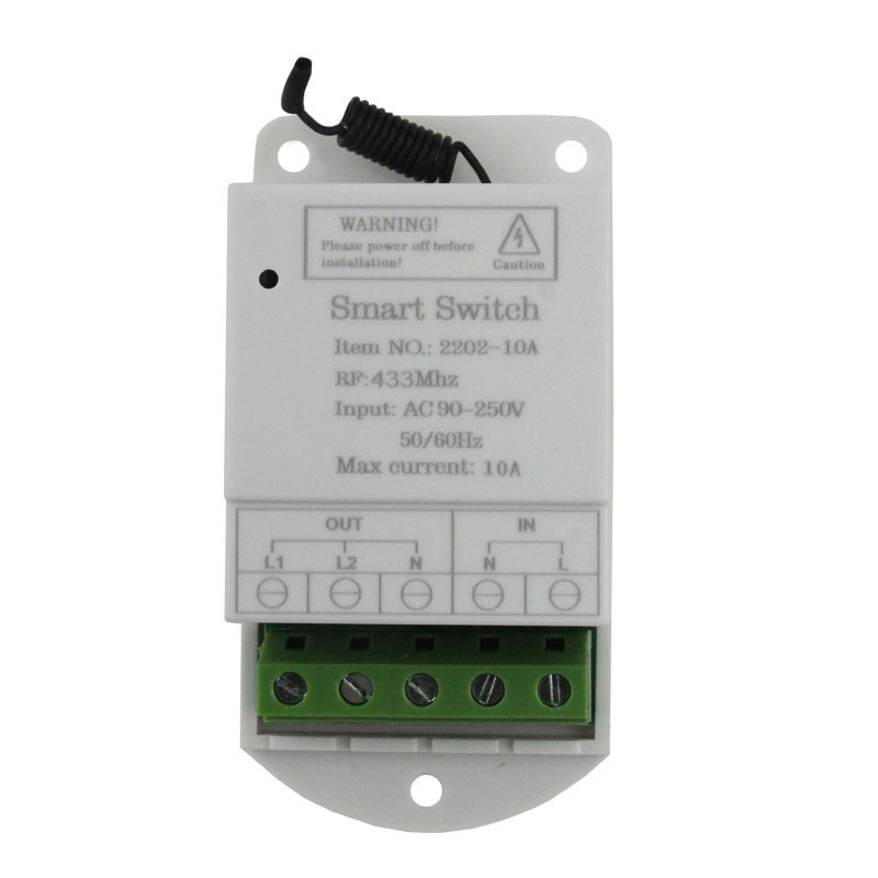 433MHz Rf Universal Remote Control 10A Relay Controller AC 220V 2CH Receiver and Transmitter for AC Motor Light Garage Gate Door
