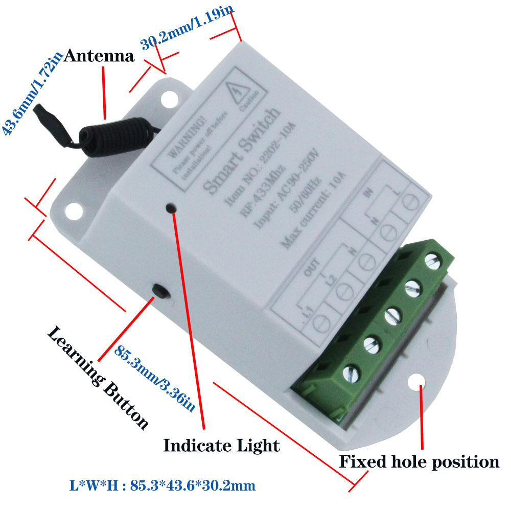 433MHz Rf Universal Remote Control 10A Relay Controller AC 220V 2CH Receiver and Transmitter for AC Motor Light Garage Gate Door