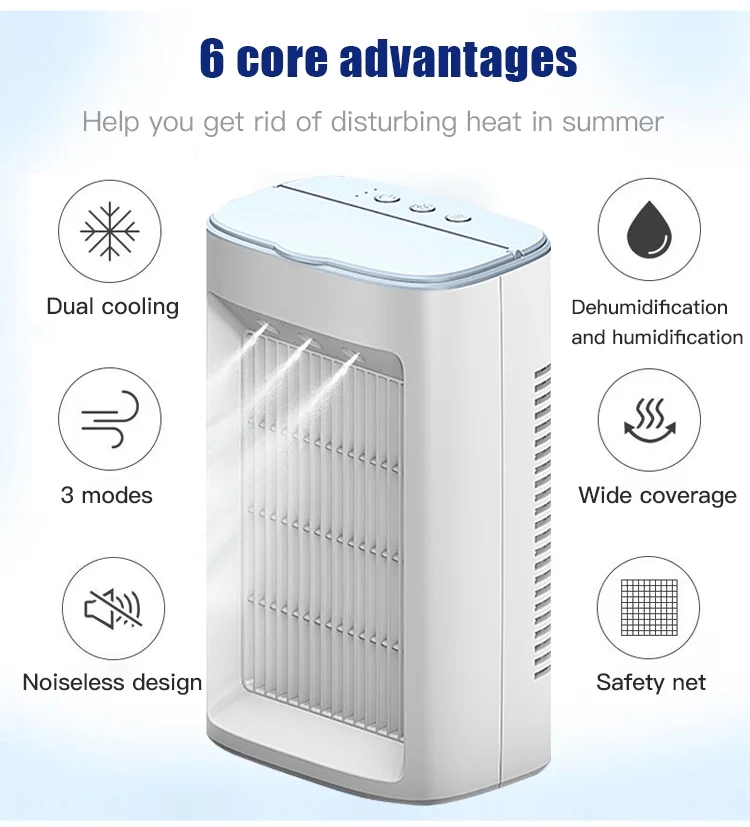 Multifunction Mini Fan USB Electric Air Cooler Water Spray Mist 3 Gear Speed Air Cooling Fan Humidifier
