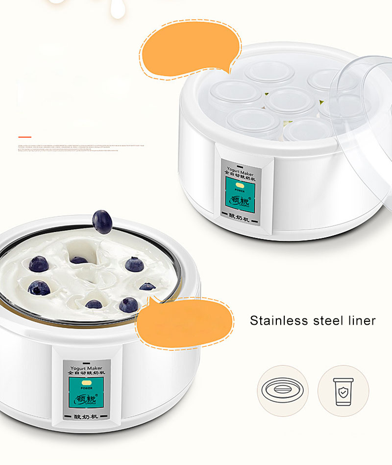 1.5L Yogurt Maker with 7 Glass Ferment Jars Automatic Yogurt Machine Household DIY Automatic Yogurt Tools Kitchen Appliance 220V 1.5L Yogurt Maker with 7 Glass Ferment Jars Automatic Yogurt Machine Household DIY Automatic Yogurt Tools Kitchen Appliance 2