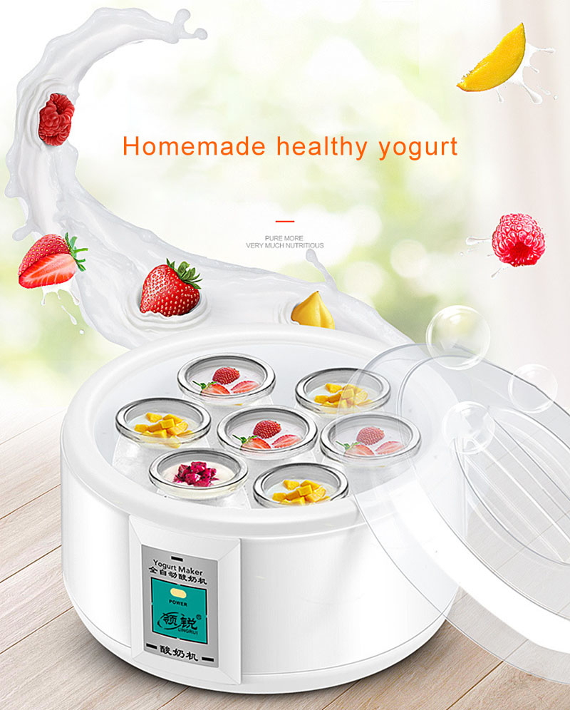 1.5L Yogurt Maker with 7 Glass Ferment Jars Automatic Yogurt Machine Household DIY Automatic Yogurt Tools Kitchen Appliance 220V 1.5L Yogurt Maker with 7 Glass Ferment Jars Automatic Yogurt Machine Household DIY Automatic Yogurt Tools Kitchen Appliance 2