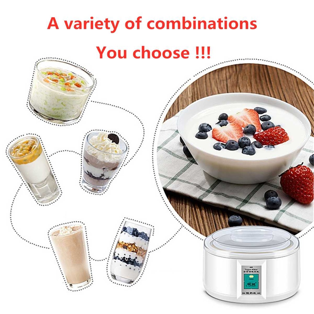 1.5L Yogurt Maker with 7 Glass Ferment Jars Automatic Yogurt Machine Household DIY Automatic Yogurt Tools Kitchen Appliance 220V 1.5L Yogurt Maker with 7 Glass Ferment Jars Automatic Yogurt Machine Household DIY Automatic Yogurt Tools Kitchen Appliance 2