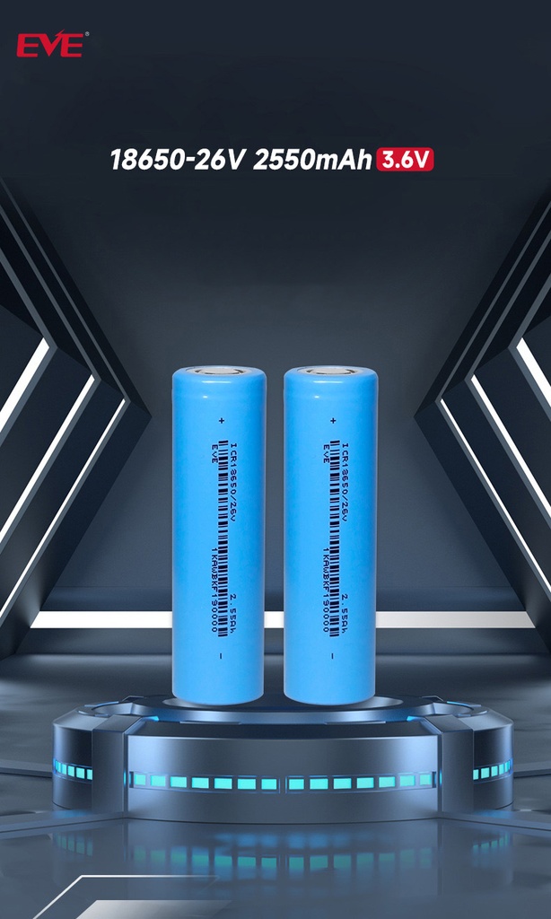 EVE Lithium Energy 18650 lithium battery 3.6V 2550mah