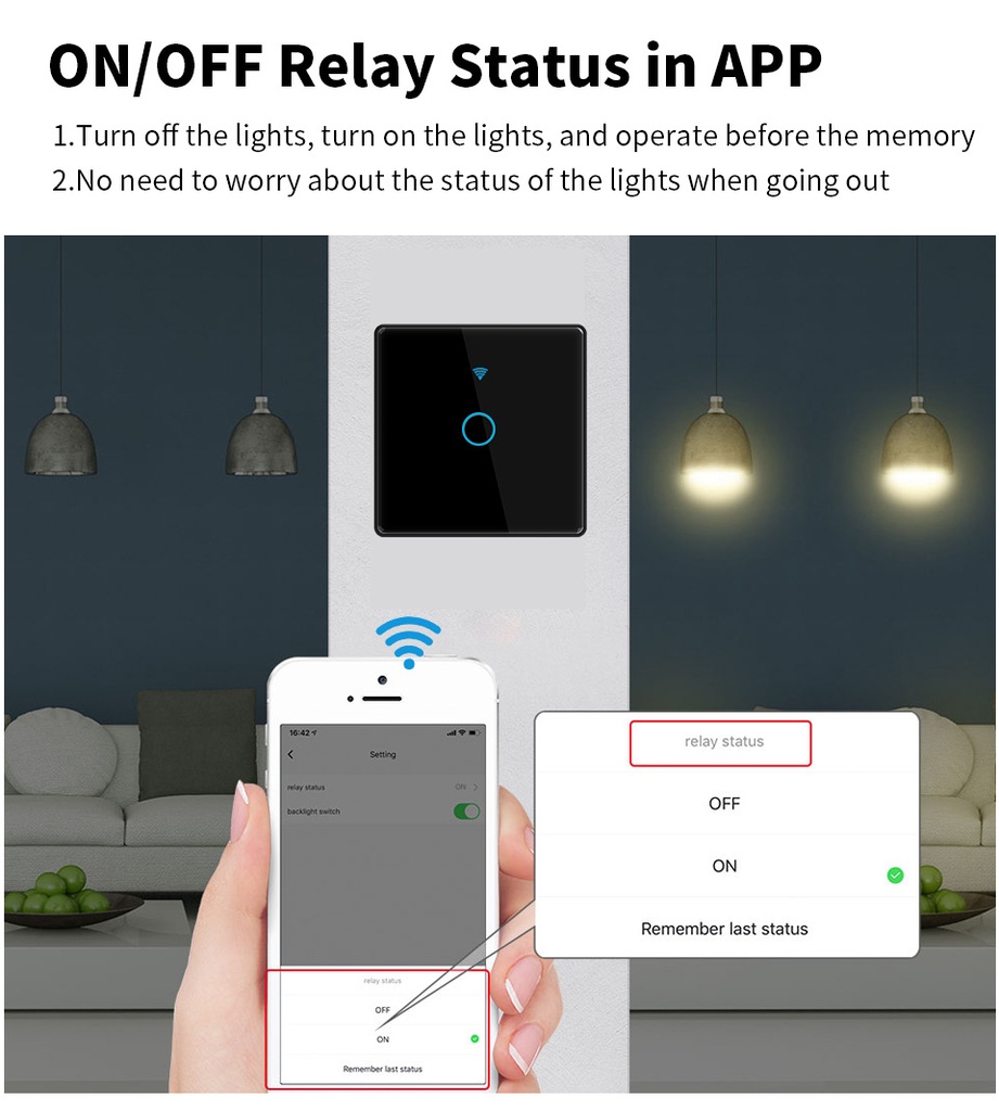 Tuya WiFi Wall Touch Switch ,RF 433MHz,Tempered Crystal Glass Panel,3 Way Support Alexa Light Switch