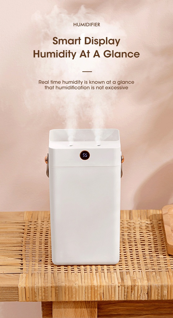 Air Humidifier Dual Spray Digital Display 3L Home Mute Diffuser Humidifier Usb Aromatherapy Office Bedroom Spray Atomizer