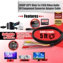 HDTV to 3RCA lotus cable HDTV to AV cable HDTV to AV adapter cable AV composite video cable 1.5 meters