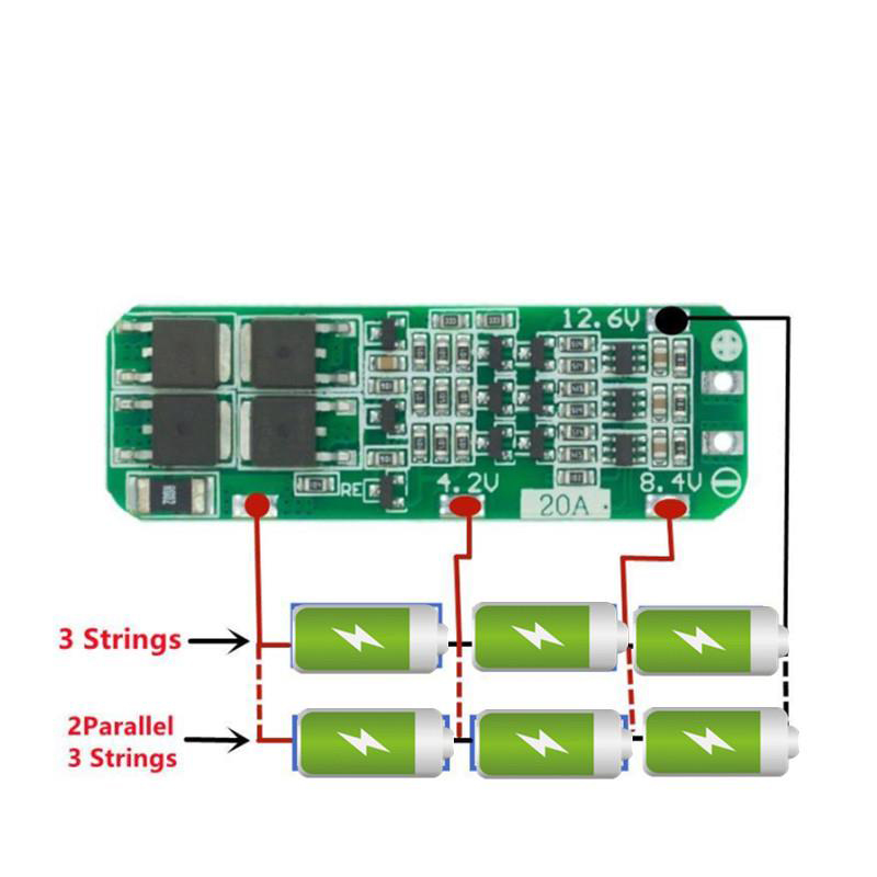 3S 20A Li-ion Lithium Battery 18650 Charger PCB BMS Protection Board For Drill Motor 11.1V 12V 12.6V