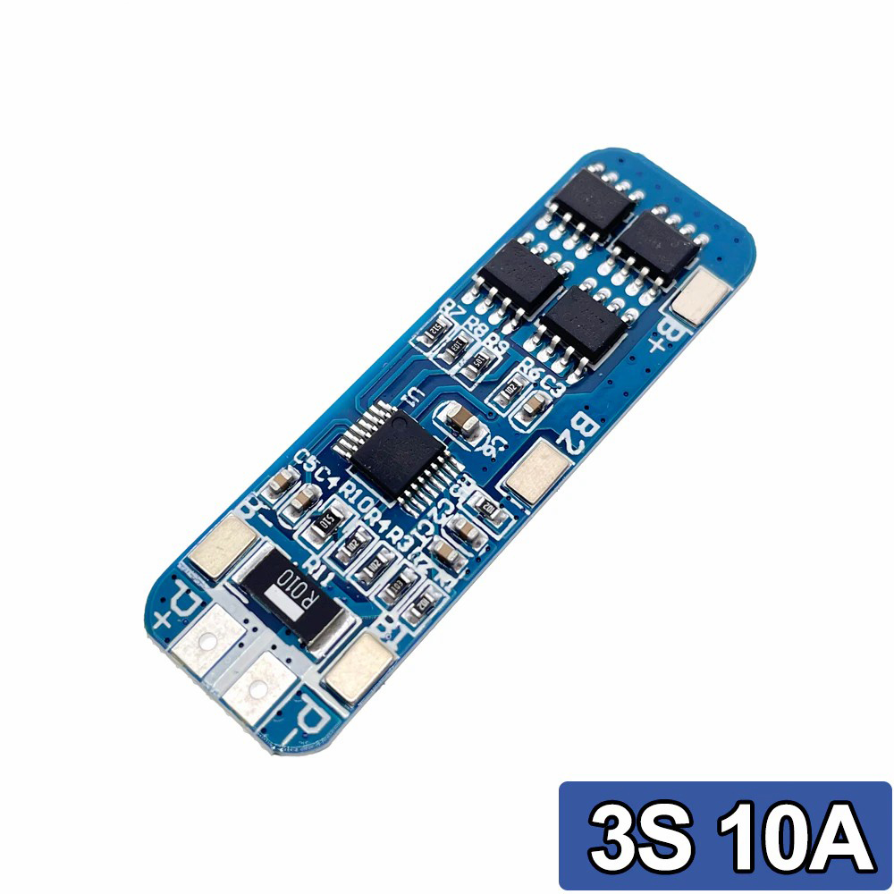 3S 10A 12V Lithium Battery Charger Protection Board Module for 3pcs 18650 Li-ion Battery Cell Charging BMS 11.1V 12.6V