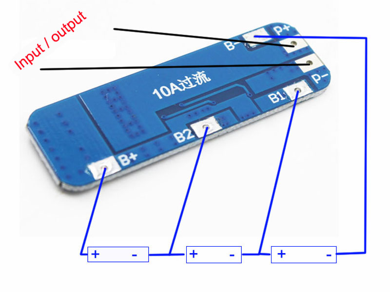3S 10A 12V Lithium Battery Charger Protection Board Module for 3pcs 18650 Li-ion Battery Cell Charging BMS 11.1V 12.6V
