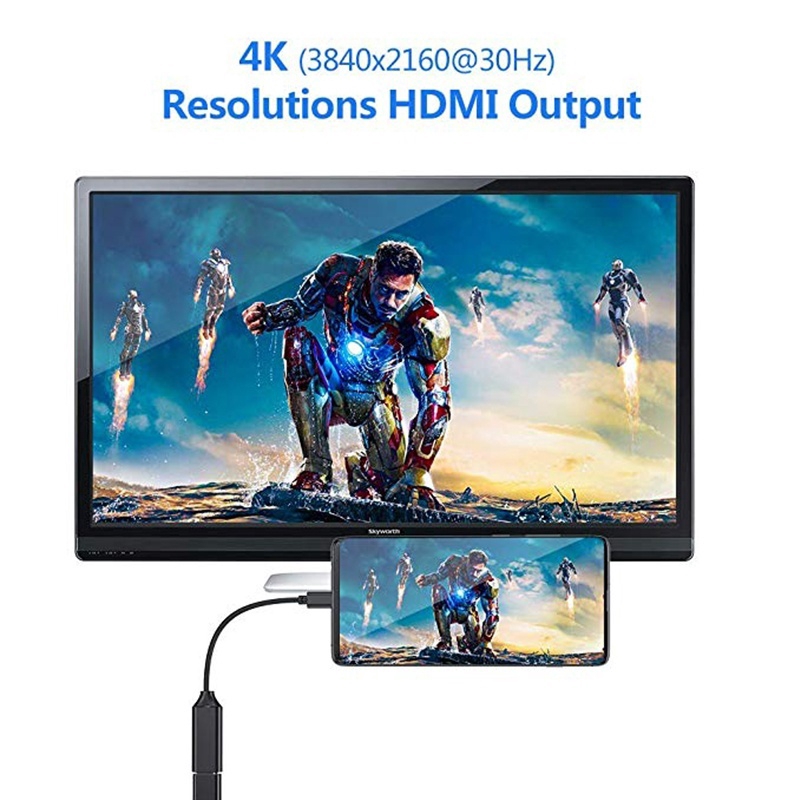 Type C to HDMI-compatible Cable Ultra HD 4k USB 3.1 HDTV Cable Adapter Converter