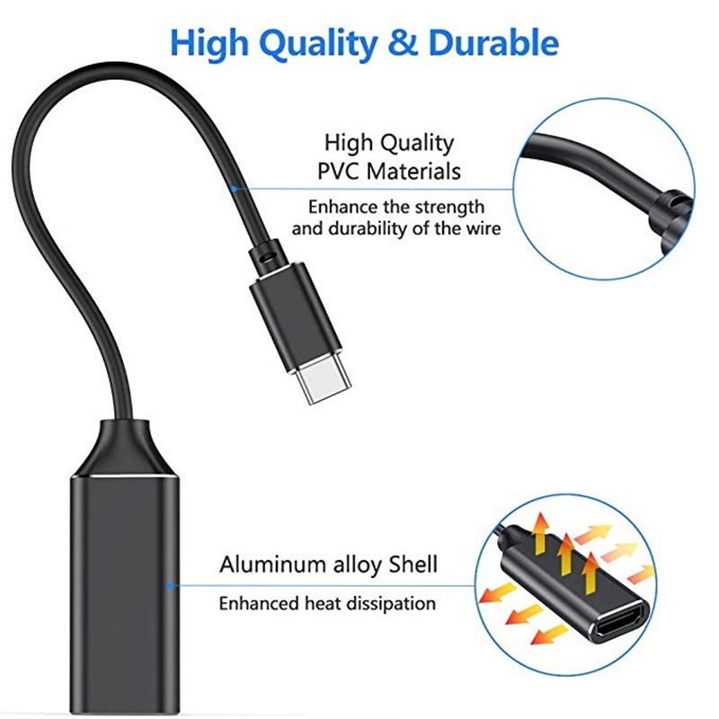 Type C to HDMI-compatible Cable Ultra HD 4k USB 3.1 HDTV Cable Adapter Converter