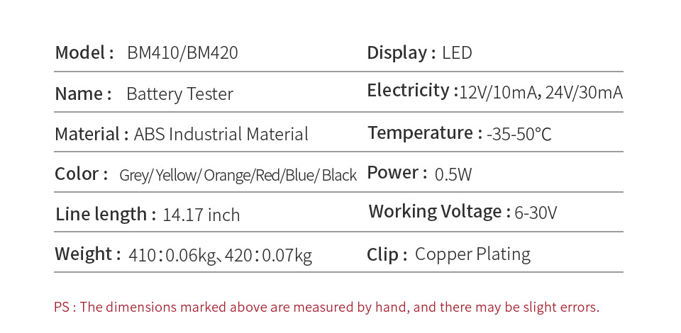 Battery Tester 12V/24V Smart LED Lawn Mower Motor Yacht Car Battery Tester Clip Model