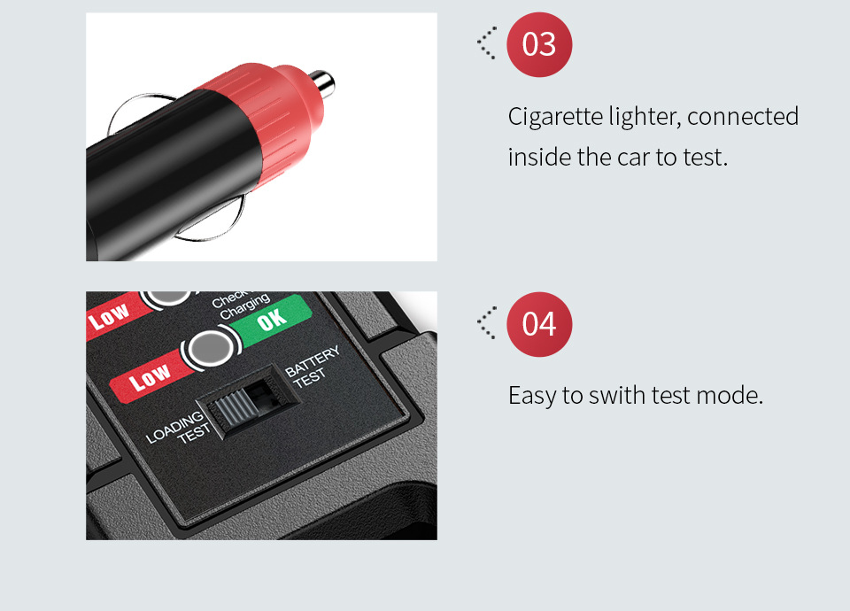 Battery Tester 12V/24V Smart LED Lawn Mower Motor Yacht Car Battery Tester Clip Model