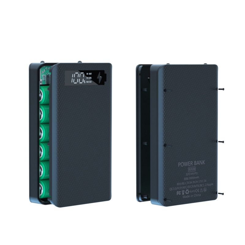 QC 3.0 Quick Charge Version Detachable 6*18650 Power Bank Case Dual USB Mobile Phone Charge PD DIY Shell 18650 Battery Holder