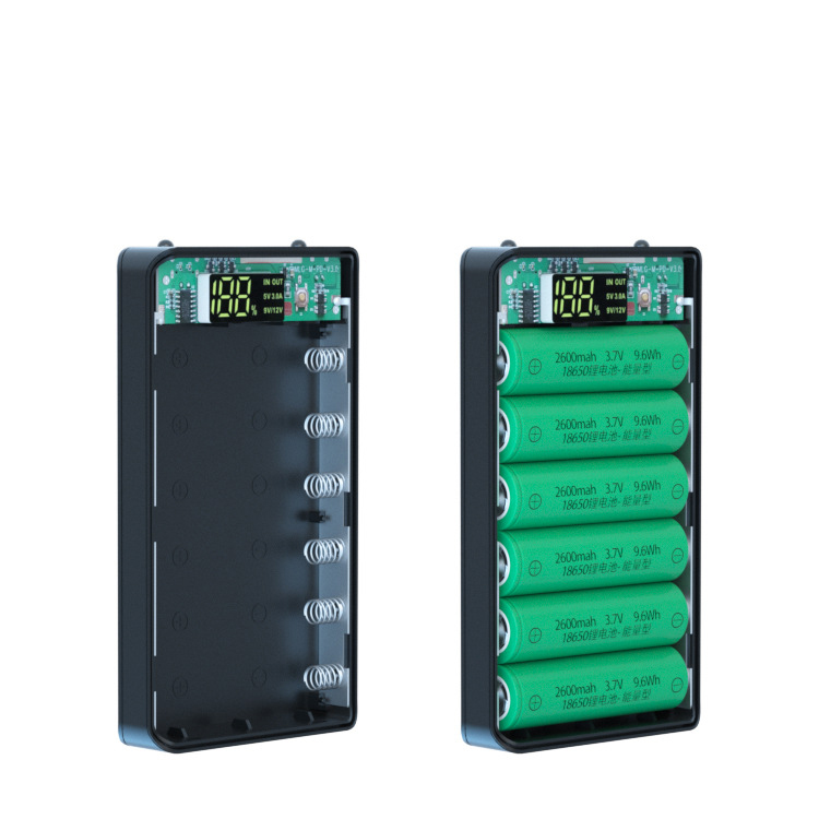 QC 3.0 Quick Charge Version Detachable 6*18650 Power Bank Case Dual USB Mobile Phone Charge PD DIY Shell 18650 Battery Holder