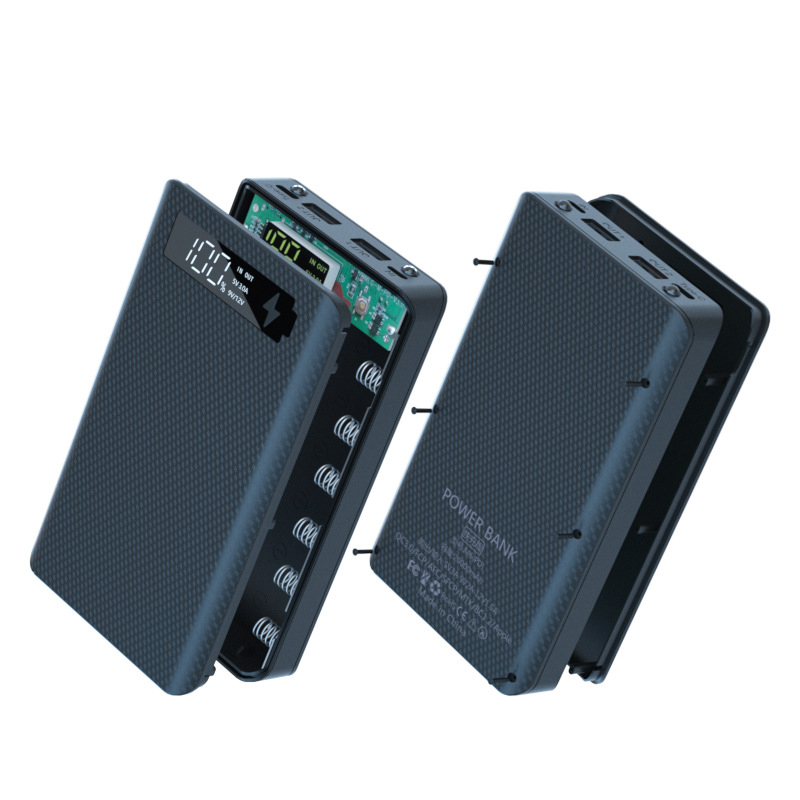 QC 3.0 Quick Charge Version Detachable 6*18650 Power Bank Case Dual USB Mobile Phone Charge PD DIY Shell 18650 Battery Holder